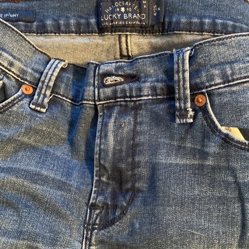 EUC LUCKY BRAND JEANS BROOKE SKINNY 6/28R MID RISE TEAR FREE Rag out yourself